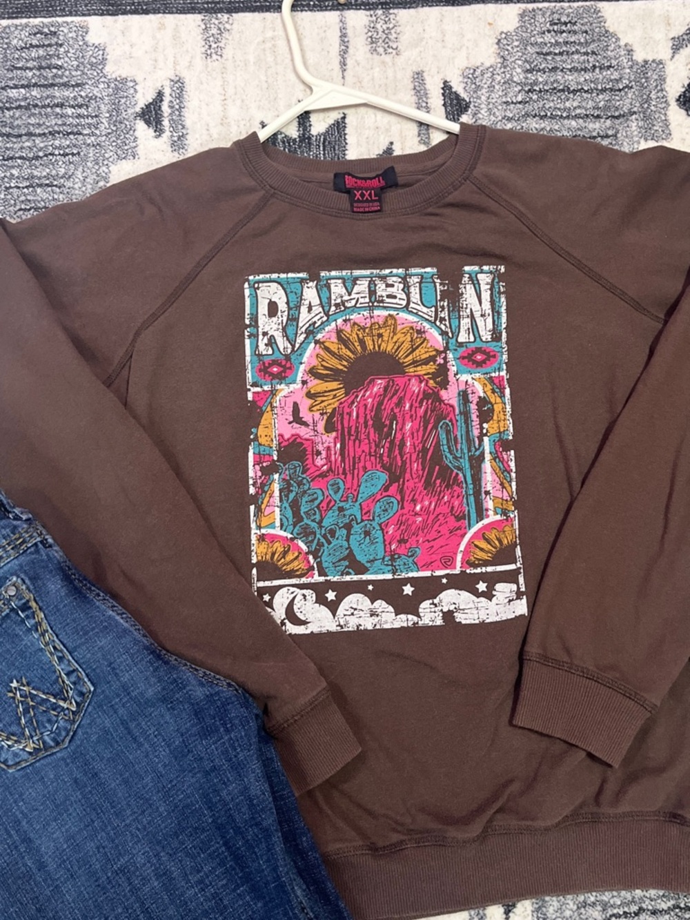 Brown Graphic Kids Sweatshirt with Desert Print